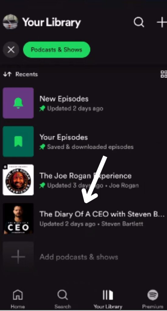 how to select spotify podcast