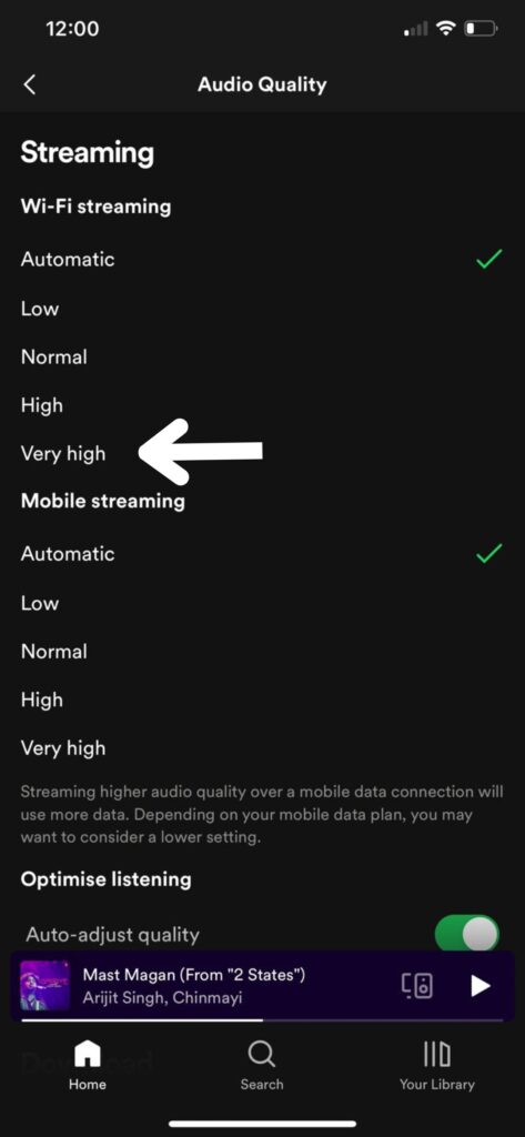 streaming quality on iphone