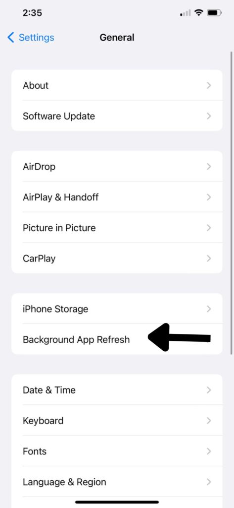 background app refresh on iphone
